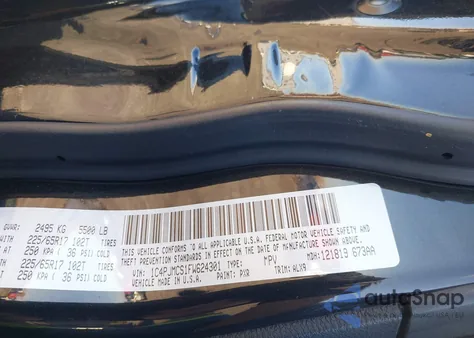 2015 Jeep Cherokee Latitude z USA, uszkodzony, nr VIN 1C4PJMCS1FW624301